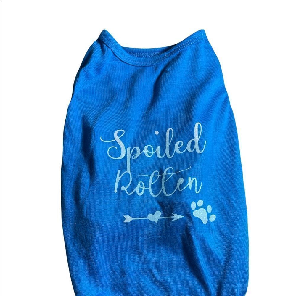 Hand Crafted Blue Dog Tshirt,‎ Spoiled Rotton Dog Clothing, Funny Dog shirt